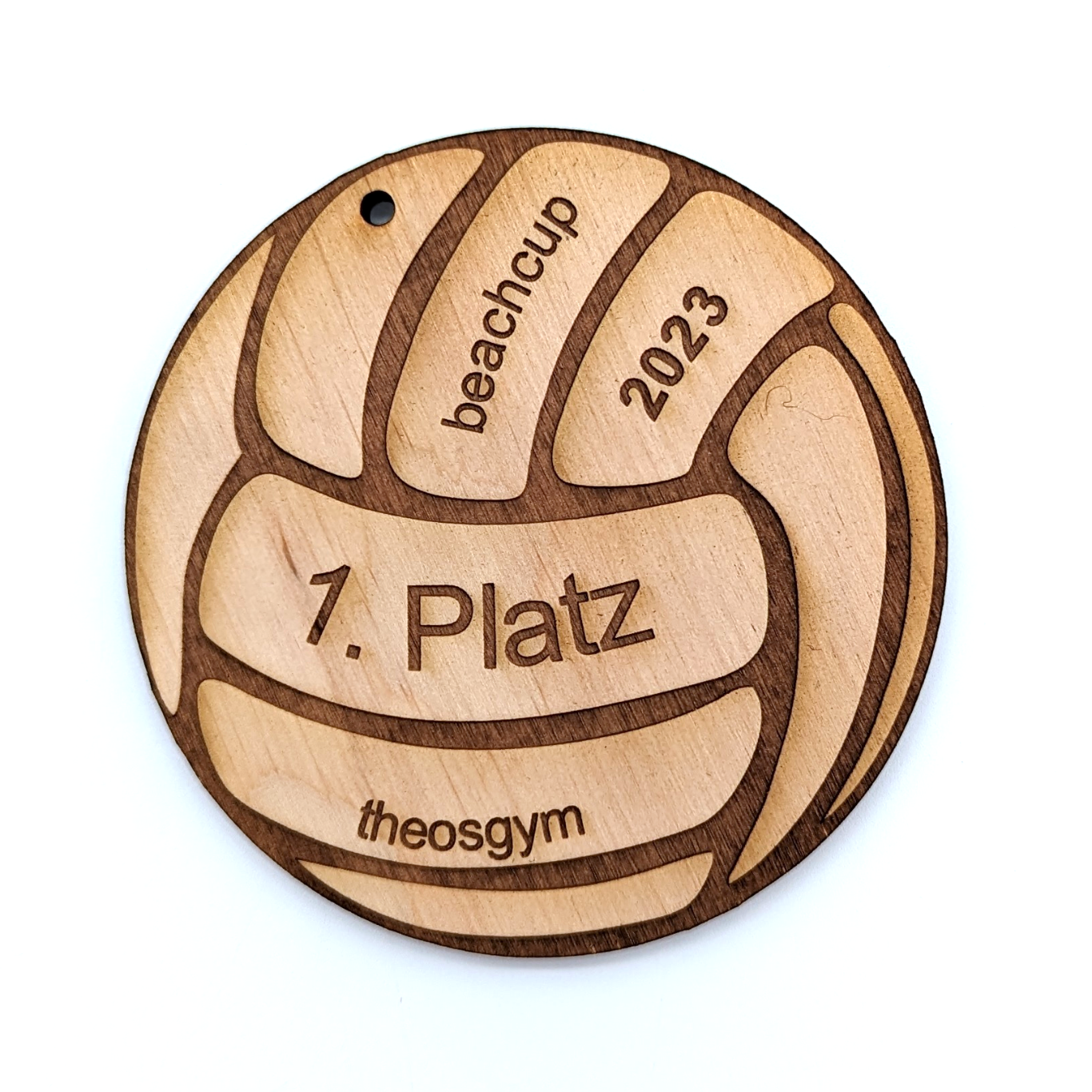 Holzspielzeug Pfeiffer Holz Kinder individuell personalisiert Lasergravur Medaille Volleyball