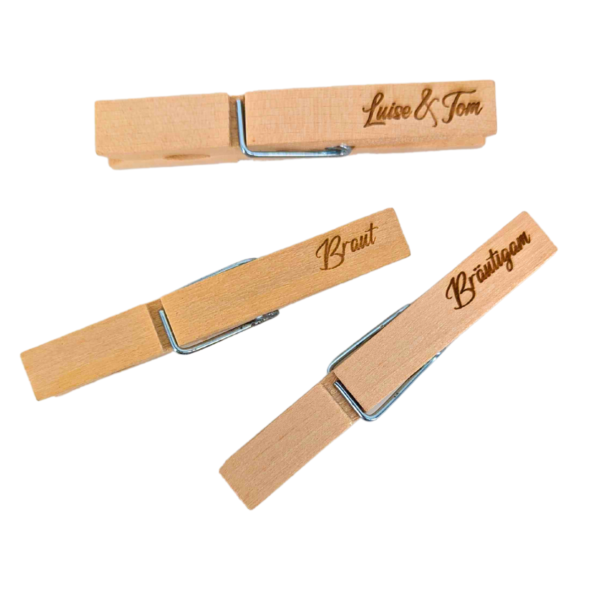 Holzspielzeug Pfeiffer Holz Kinder individuell personalisiert Lasergravur Hochzeit Tischkarte Klamemr II