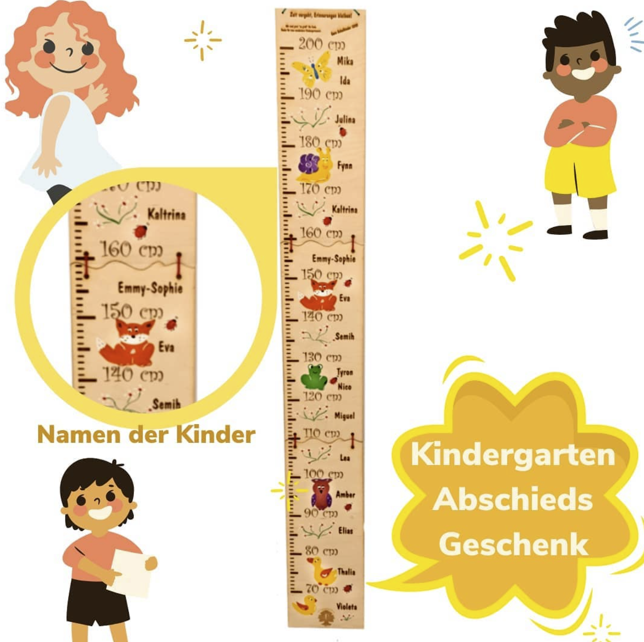 Holzspielzeug Pfeiffer Holz Kinder individuell personalisiert messleiste Kita